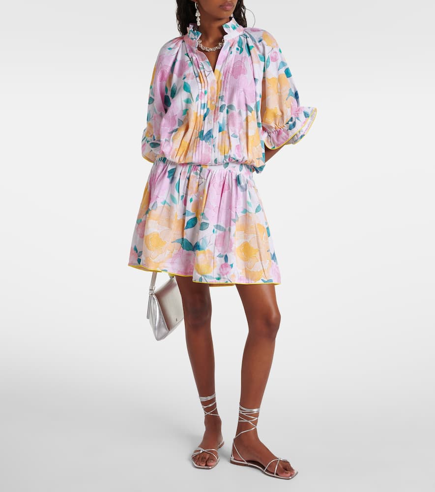 Juliet Dunn Floral cotton and linen minidress