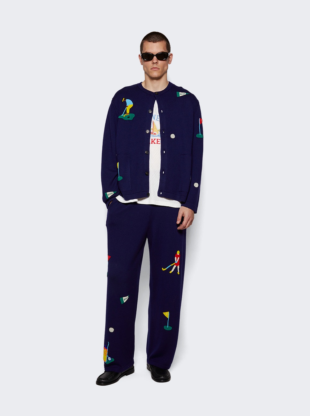Bead detailing golf trousers - Blue