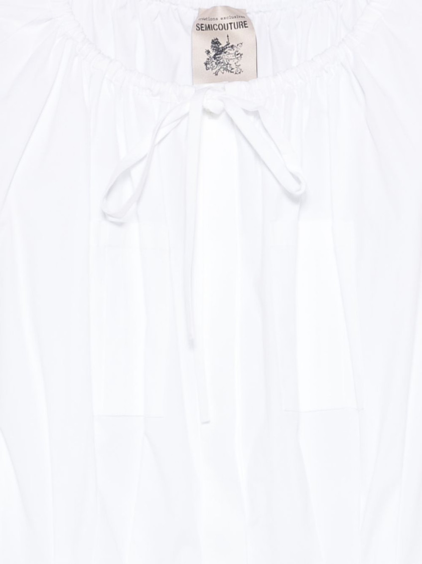 White Tie Neck Mini Dress