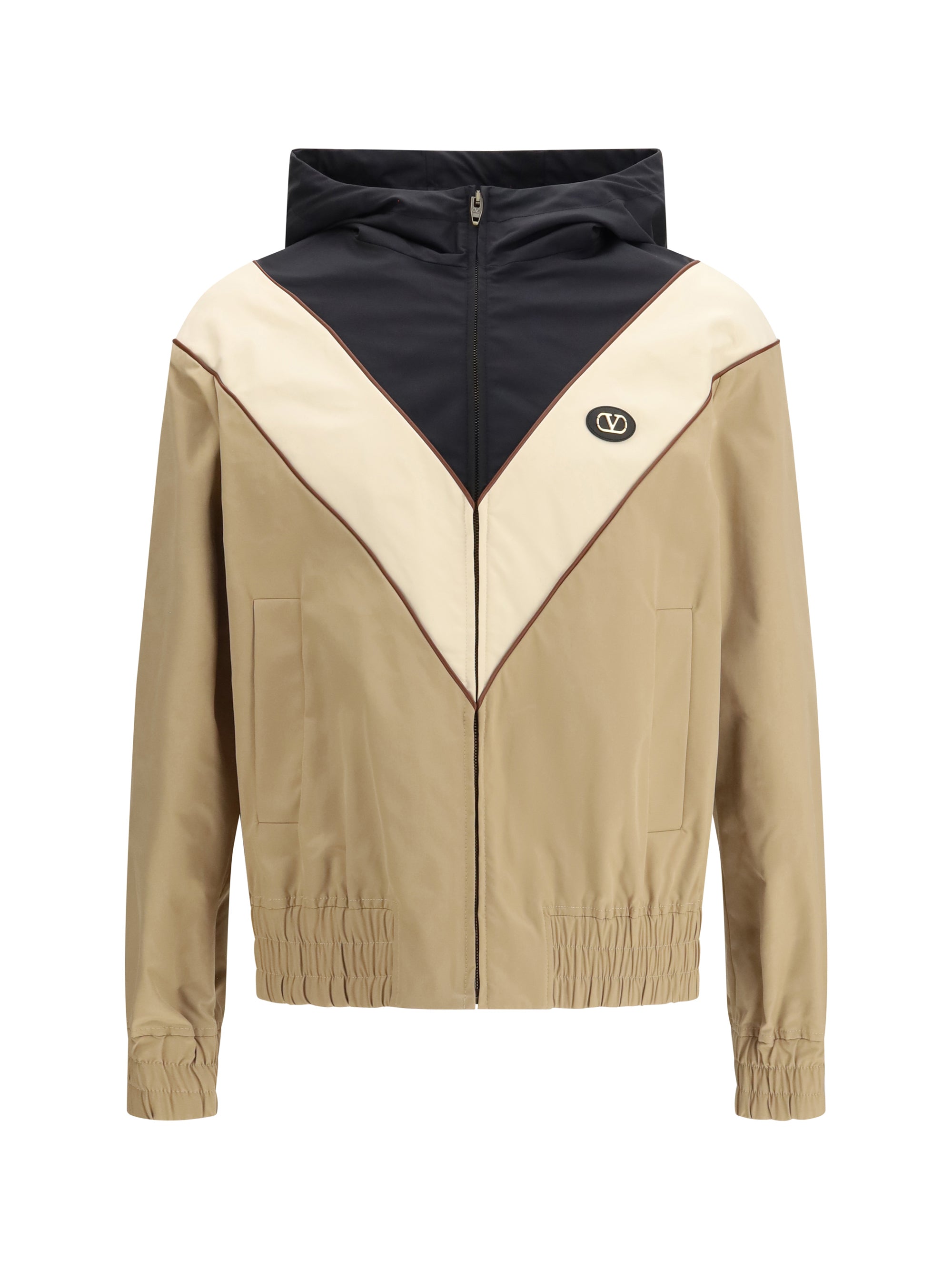 Nylon Hooded Windbreaker Jacket — Multicolor