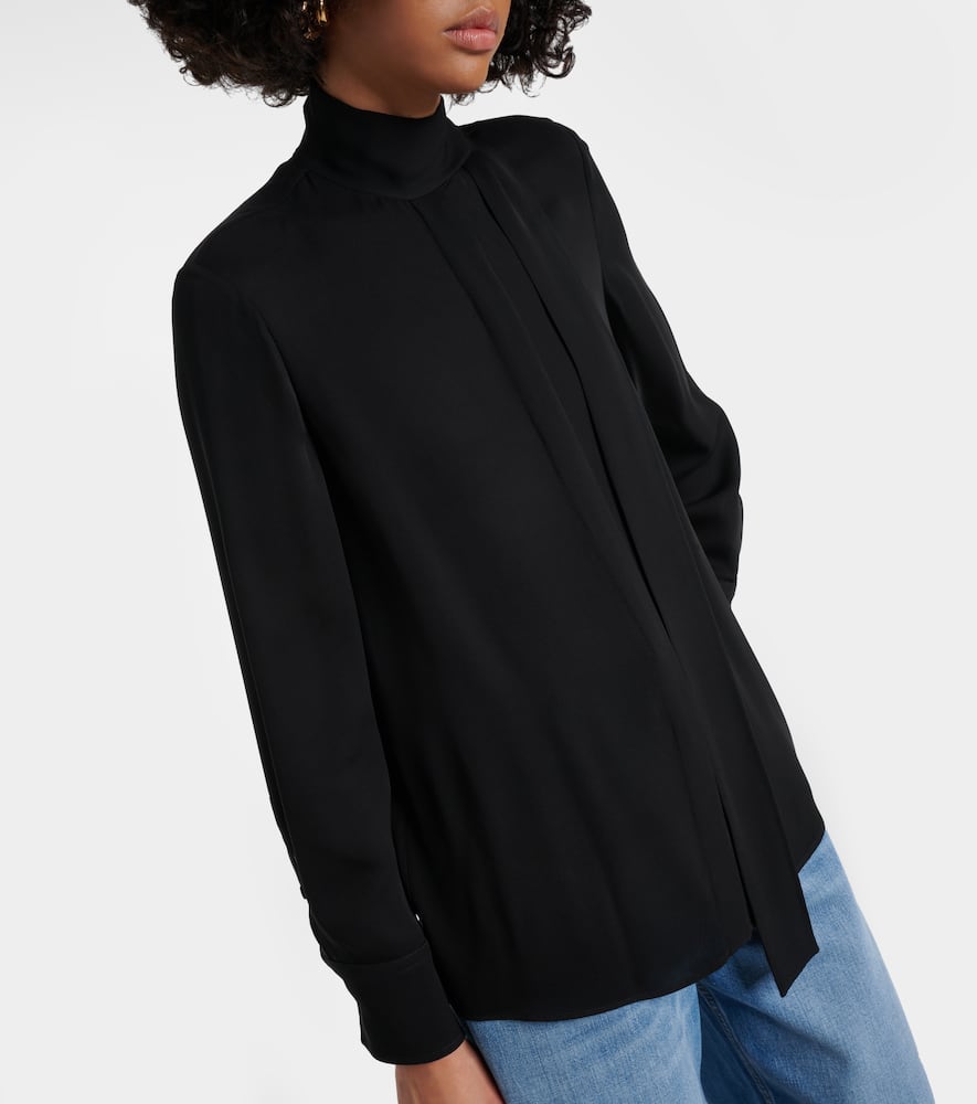Tie-neck silk georgette blouse