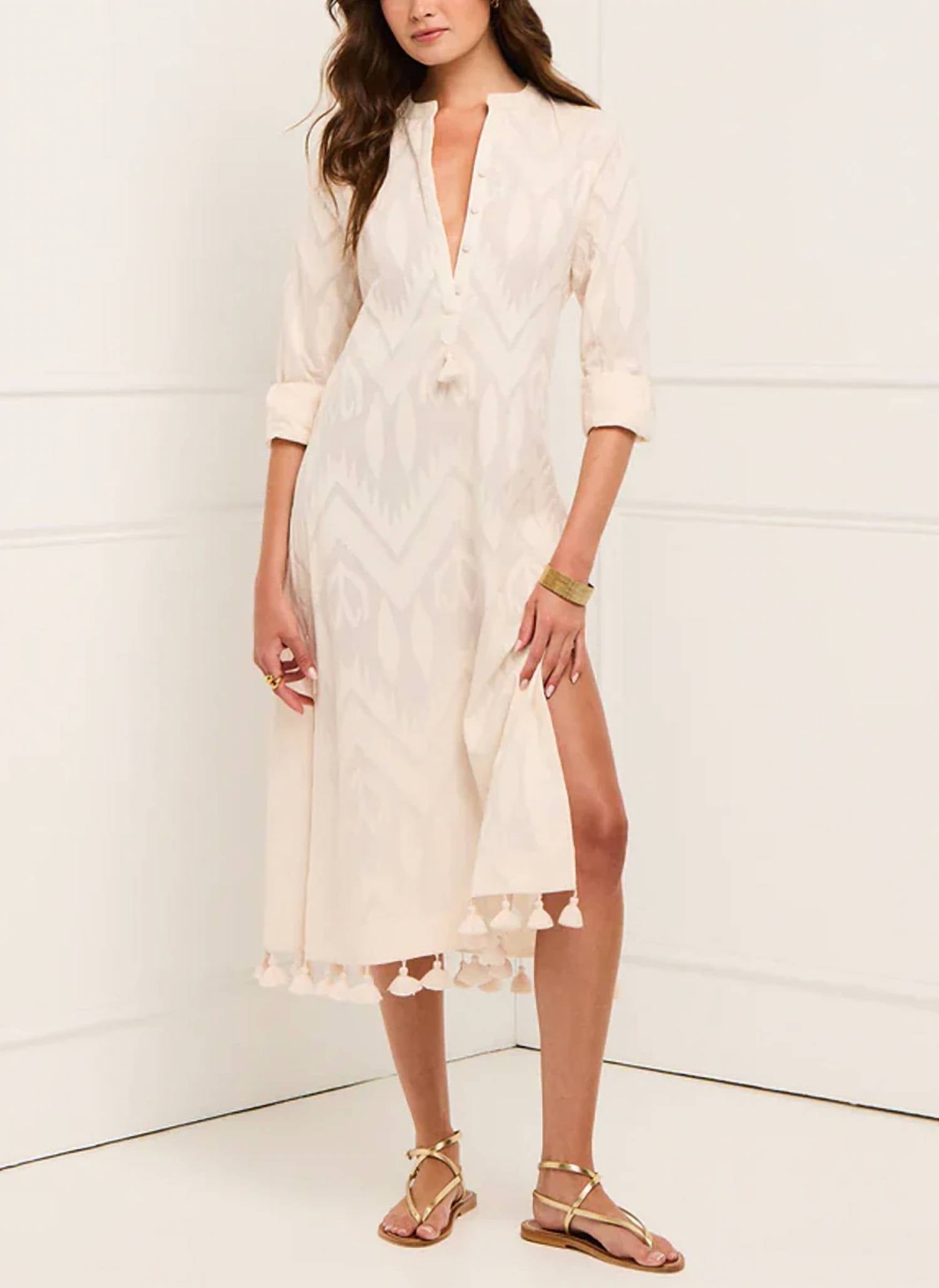 Paolina Kaftan Dress In Biscotti