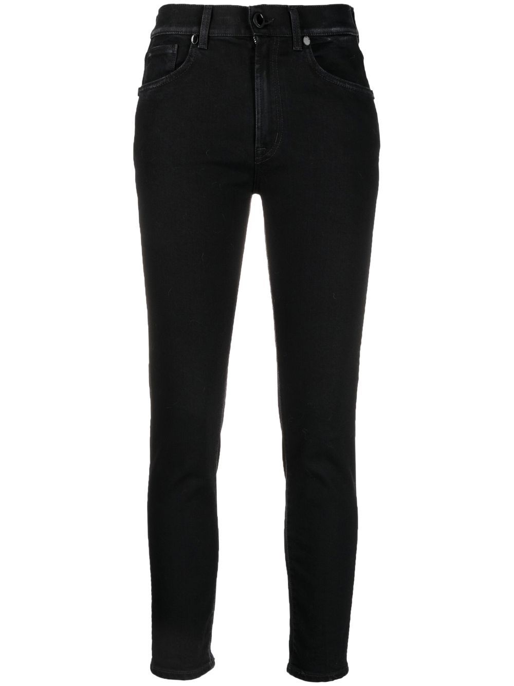 High-waisted cropped skinny jeans - Black