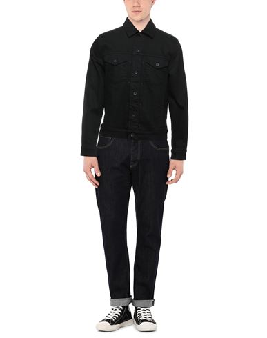Man Denim outerwear Black Size L Cotton, Polyurethane