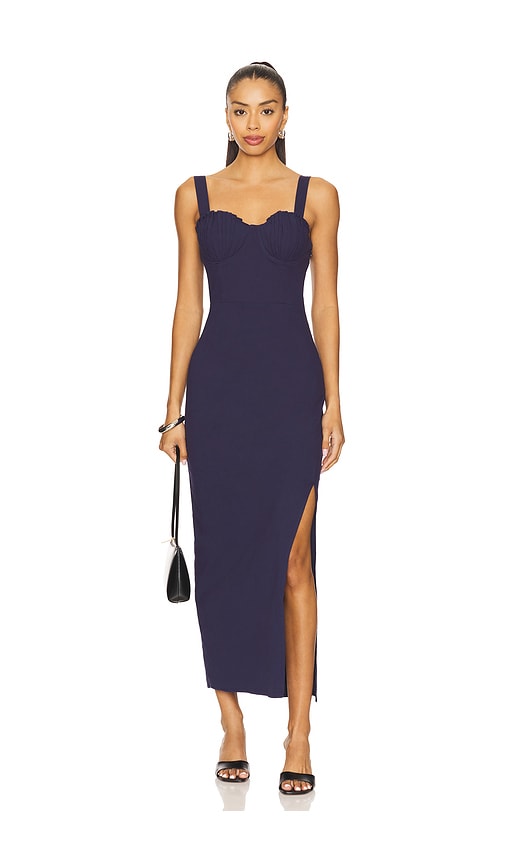 Line & Dot MAXIKLEID PERLA in Navy. Größe S. Also in L