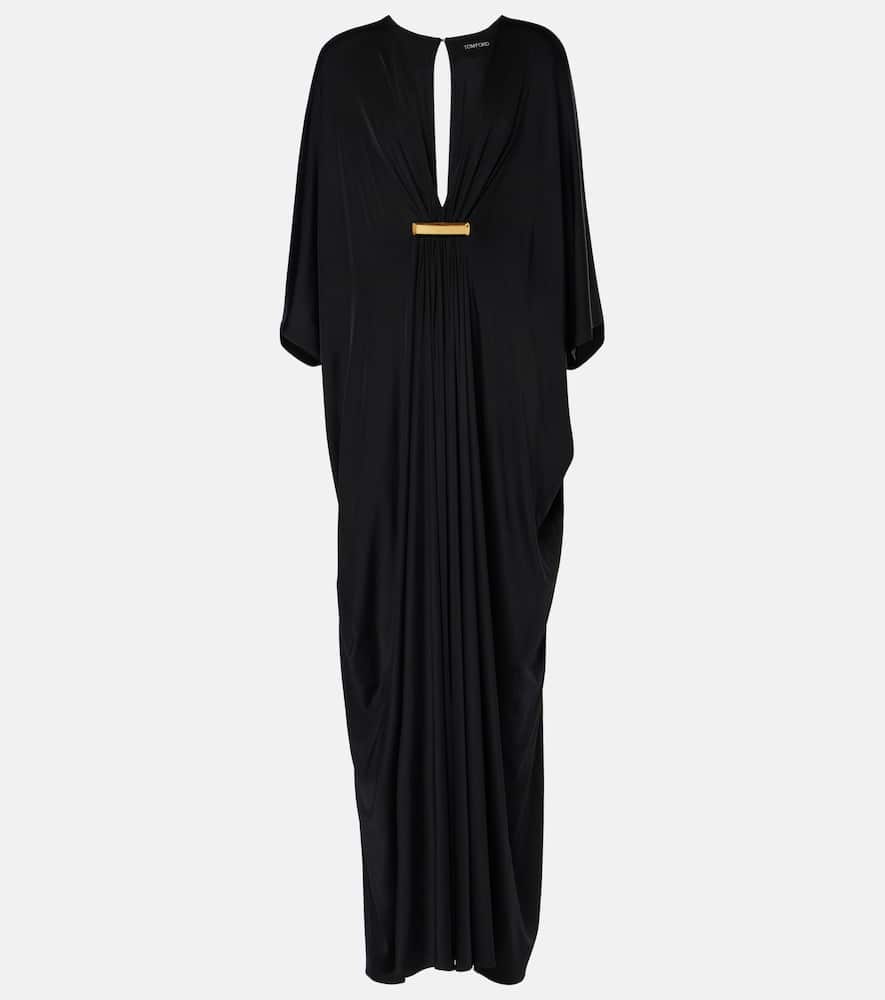 Gathered satin jersey kaftan