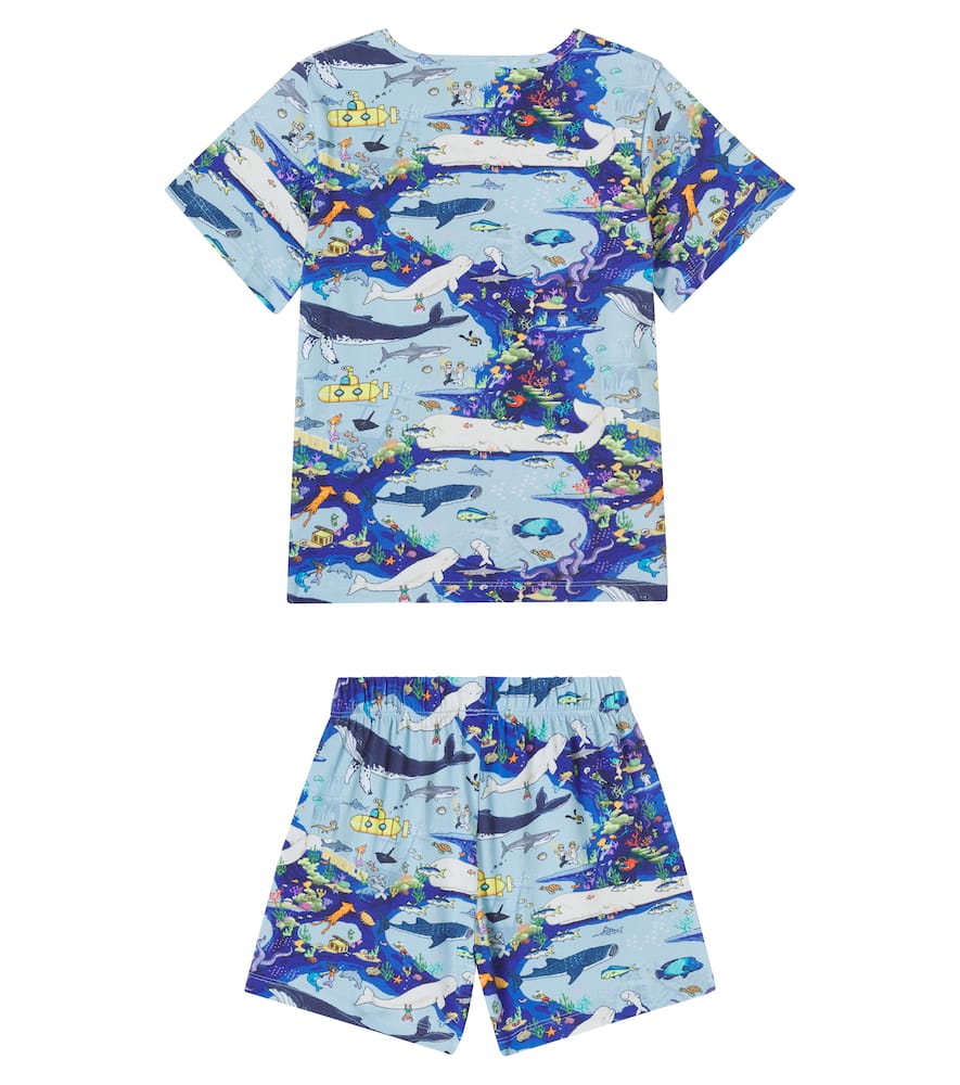 Printed cotton-blend pajamas