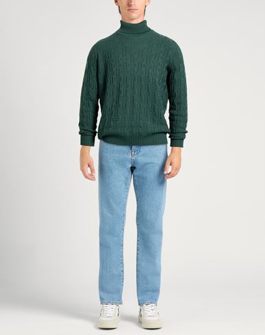 Man Turtleneck Dark green Size 46 Super 140s Wool