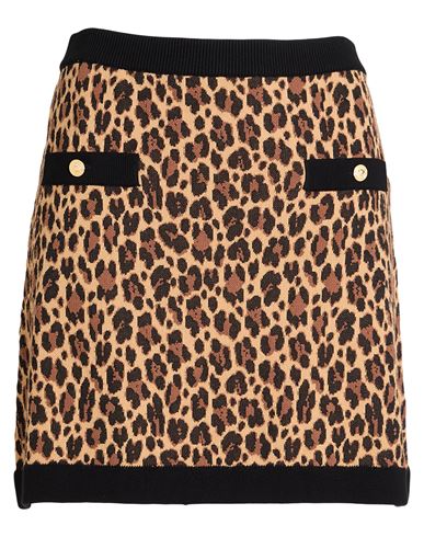 Woman Mini skirt Brown Size 10 Viscose, Cotton, Polyester