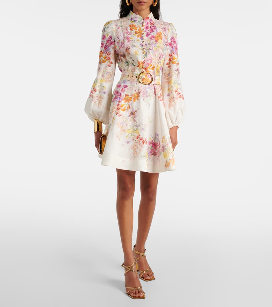 Natura floral linen minidress