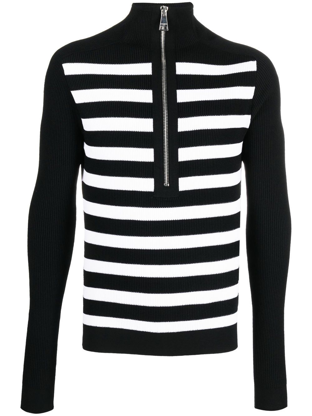 Striped half-zip jumper - Black