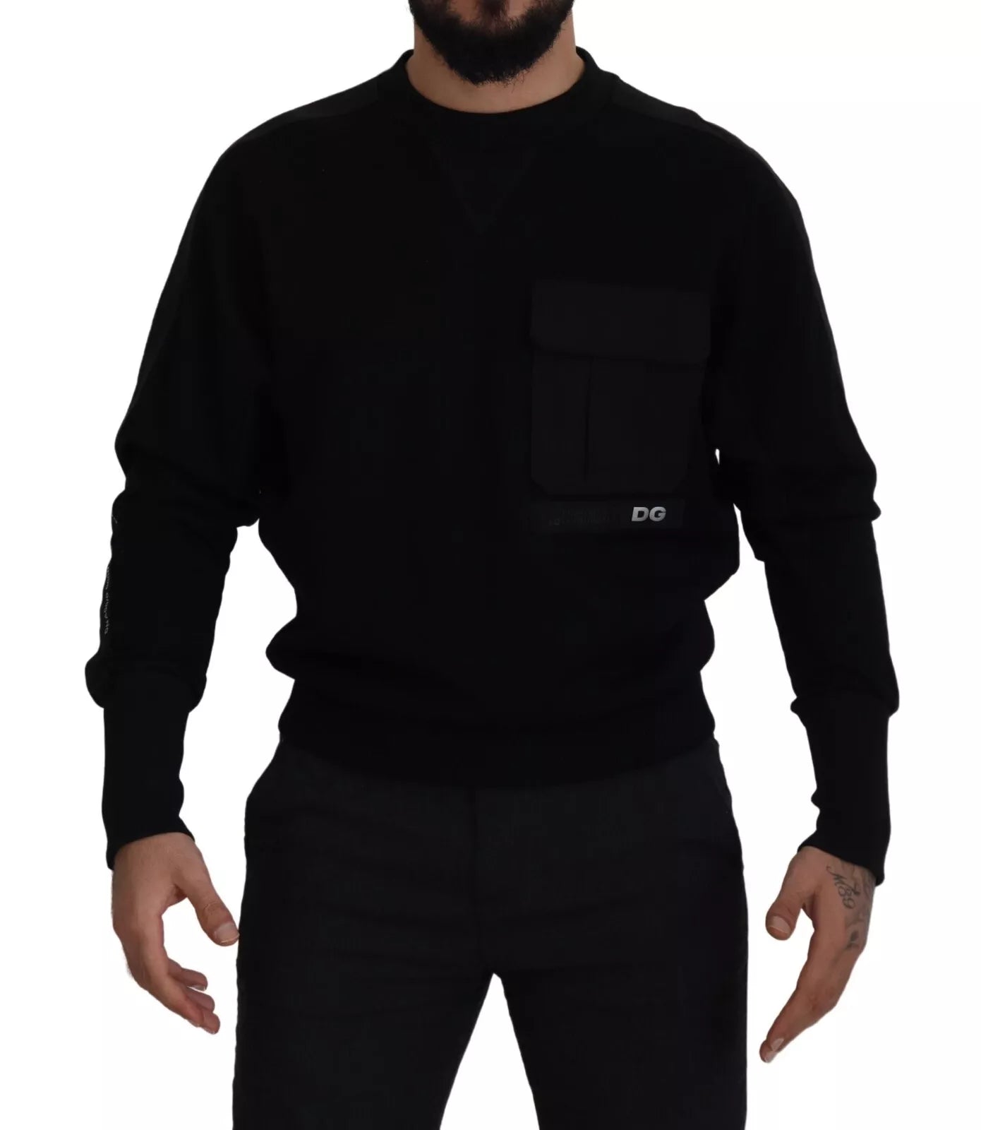 Cotton Crewneck Sweatshirt — Black