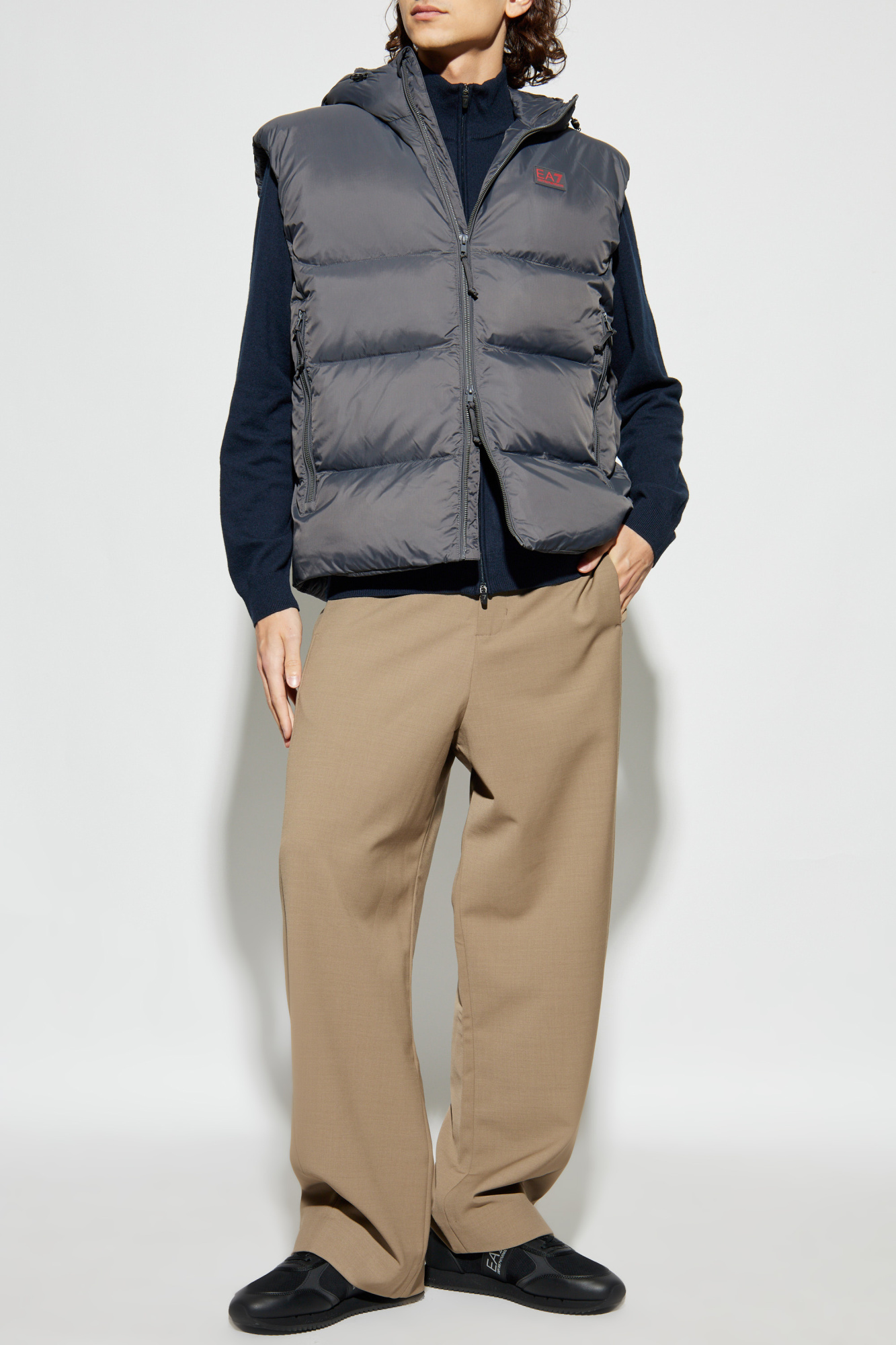 Puffer Vest With Logo, Men's, Grey