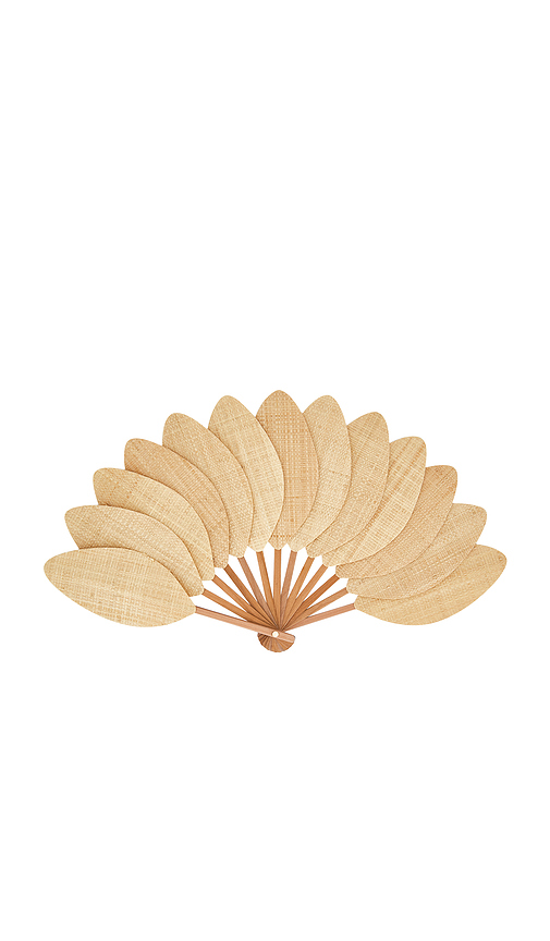Eva Ventai Large Palmette Raffia The Classic Format Fan in Beige