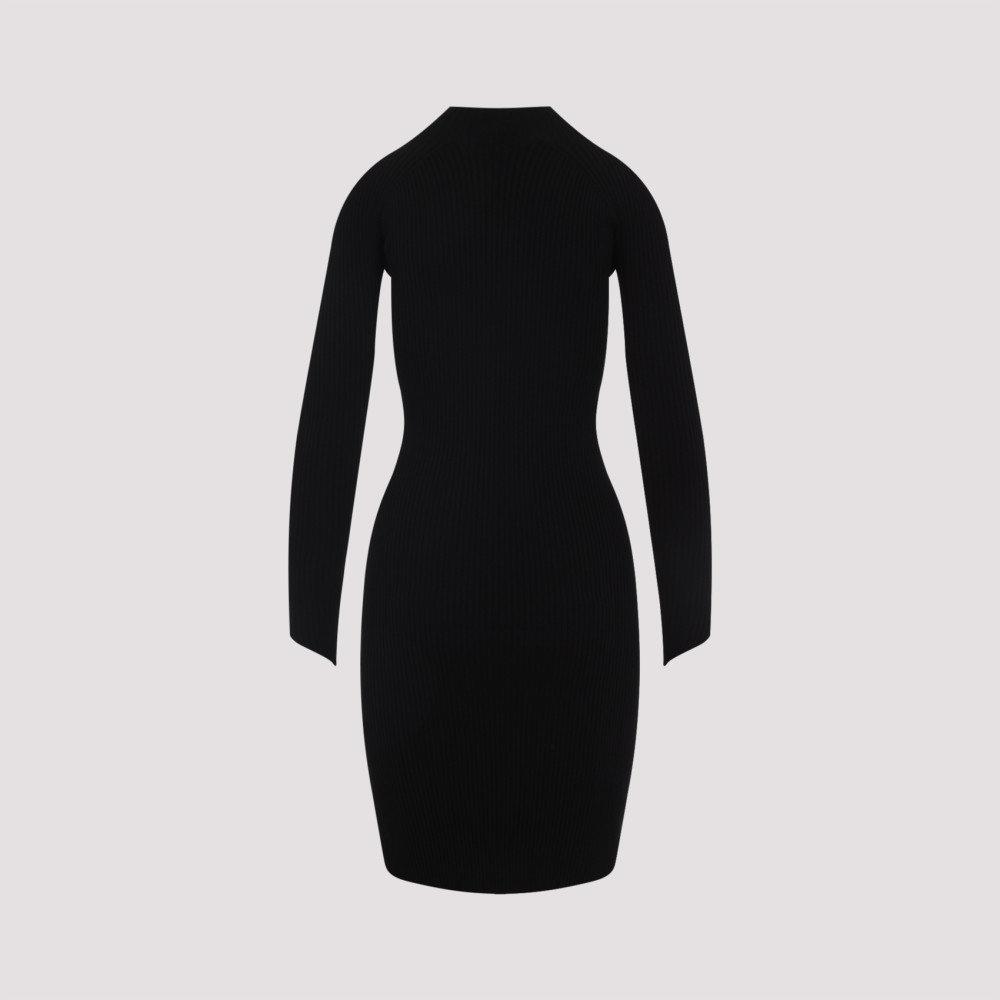 Black Circle Rib Viscose Mini Dress
