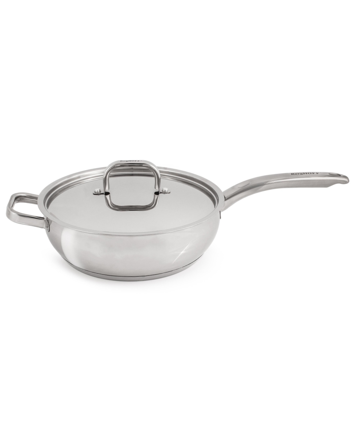 "Belly Shape 18/10 Stainless Steel 9.5"" Deep Skillet with Ss Lid, 3.2qt. - Silver"
