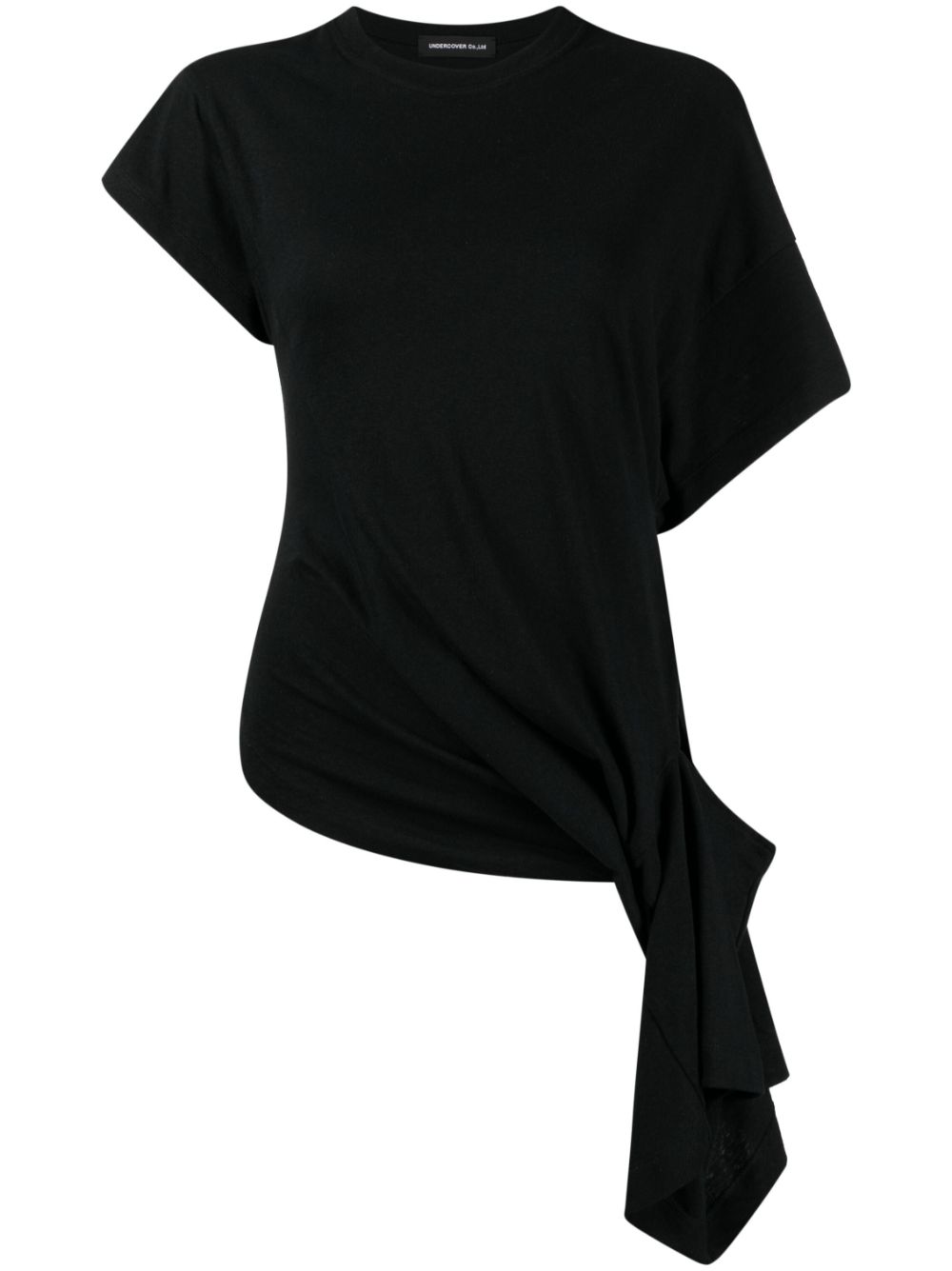 Asymmetric-design cotton T-shirt - Black