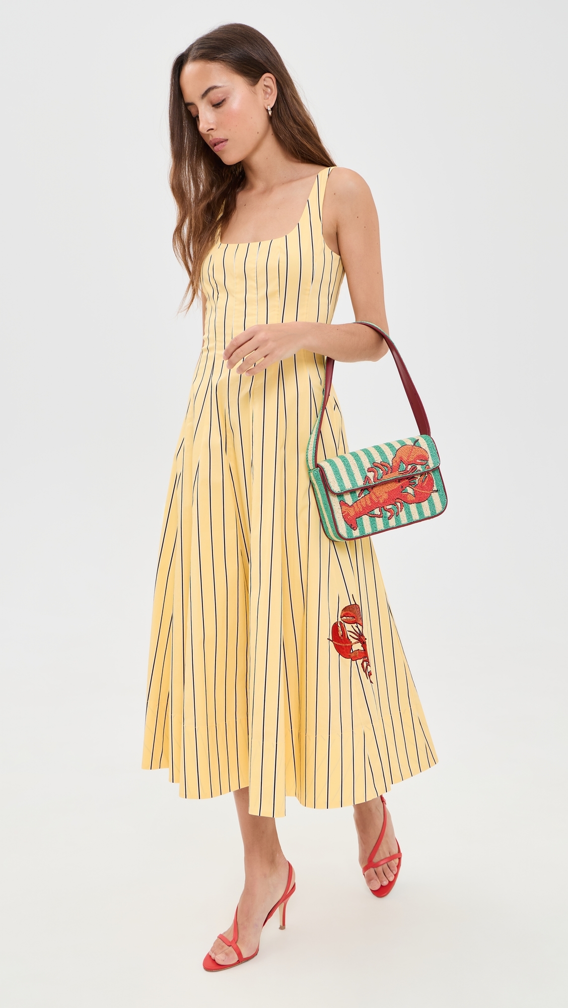 Wells Dress Monday Stripe Lobster