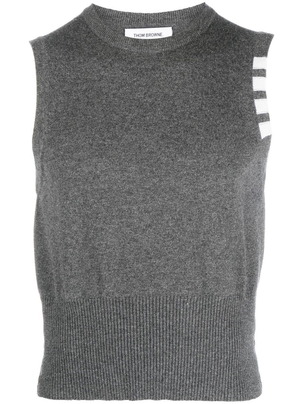 Stripe-detail knit vest - Grey
