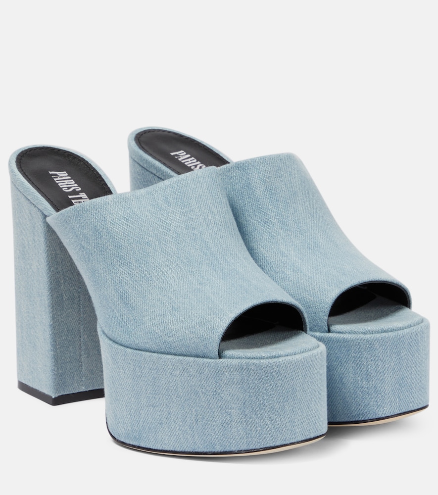 Sasha denim platform mules