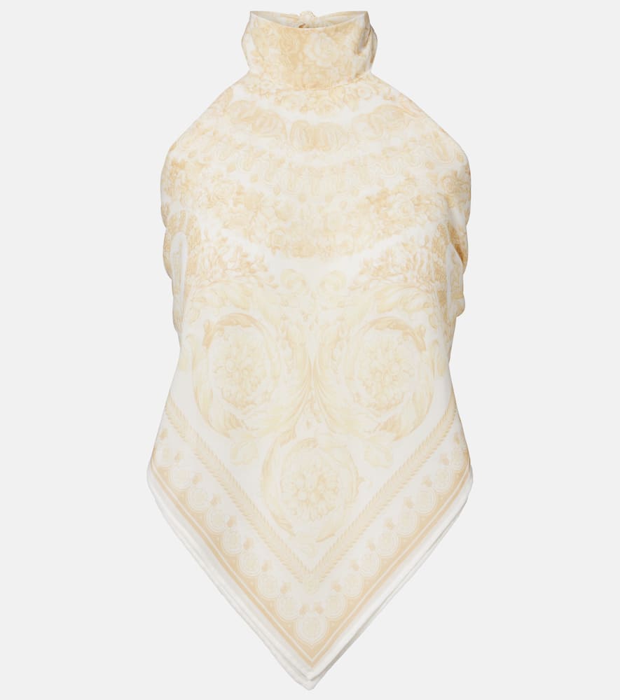 Printed halterneck georgette top