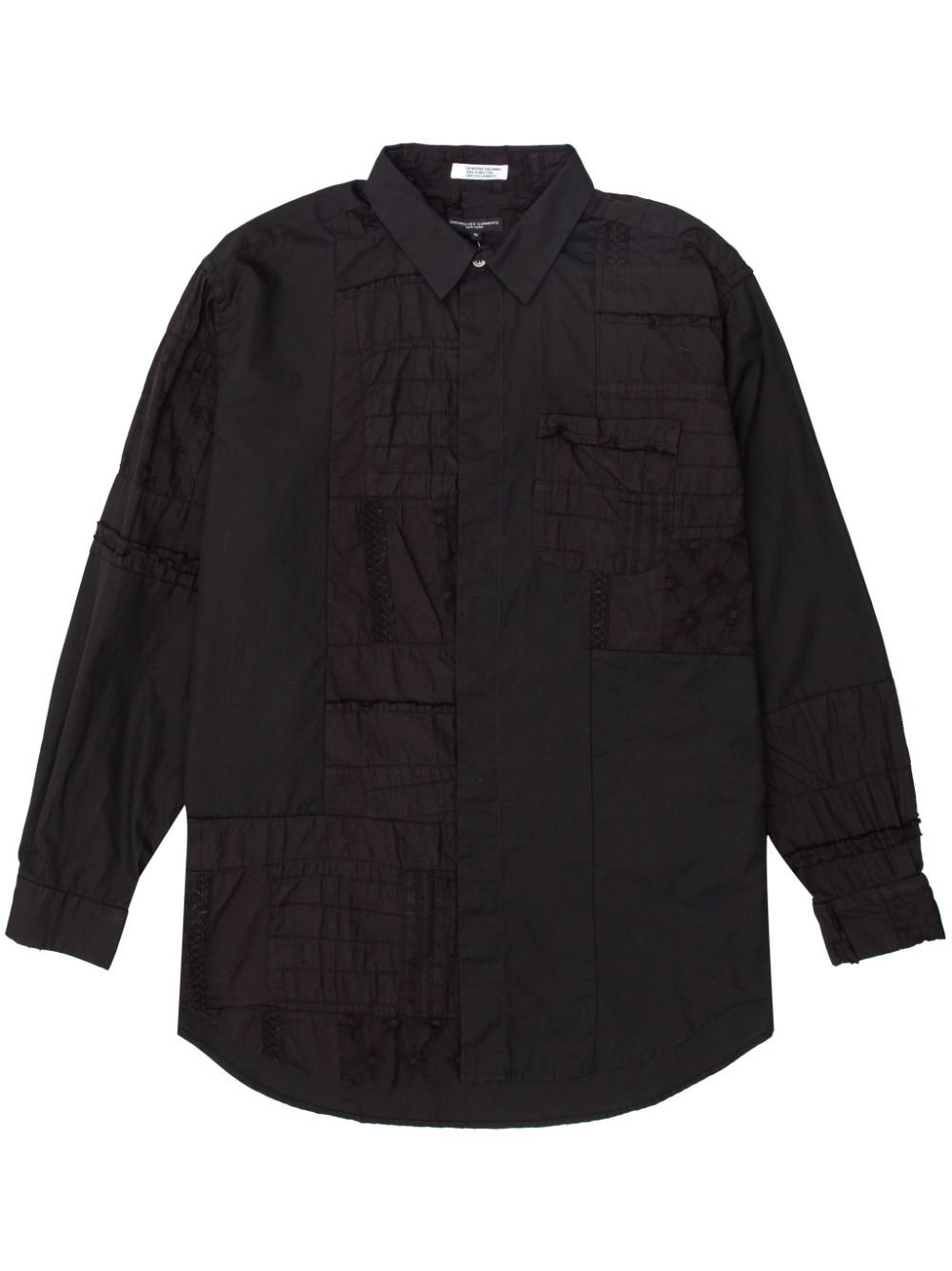 Patchwork short-collar shirt - Black