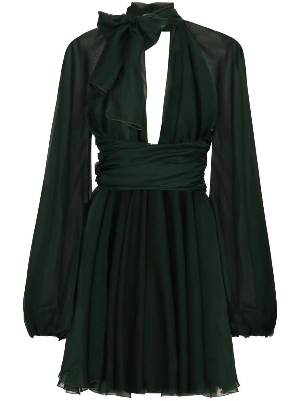 V-neck silk dress - Green