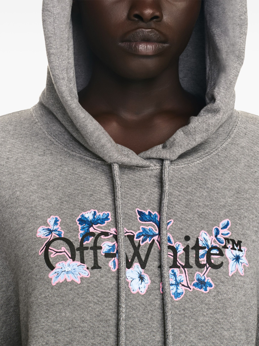 Logo-print organic cotton hoodie - Grey