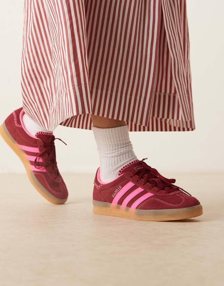 Gazelle Indoor sneakers in burgundy and pink-Red