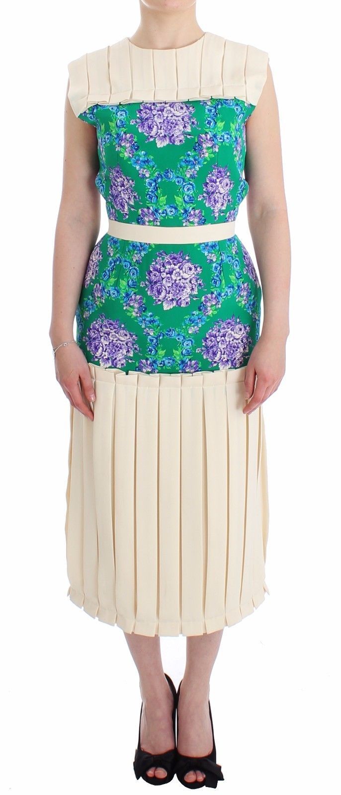 Floral Silk Blend Dress — Green