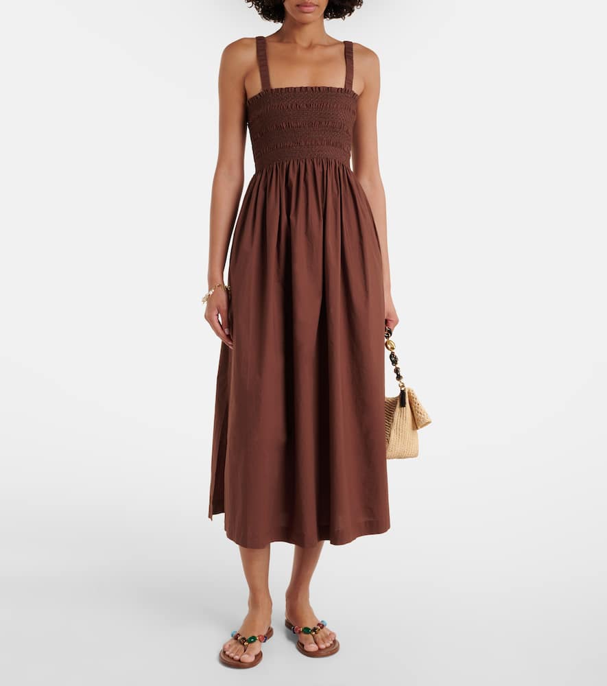 Grasse shirred cotton poplin midi dress