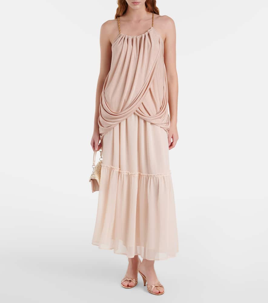 Gathered chiffon maxi skirt