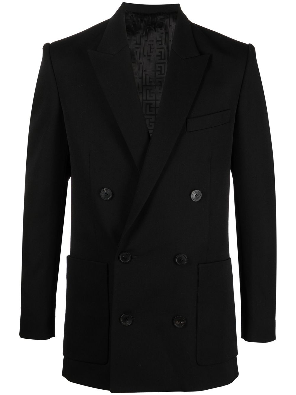 Double-breasted wool blazer - Black