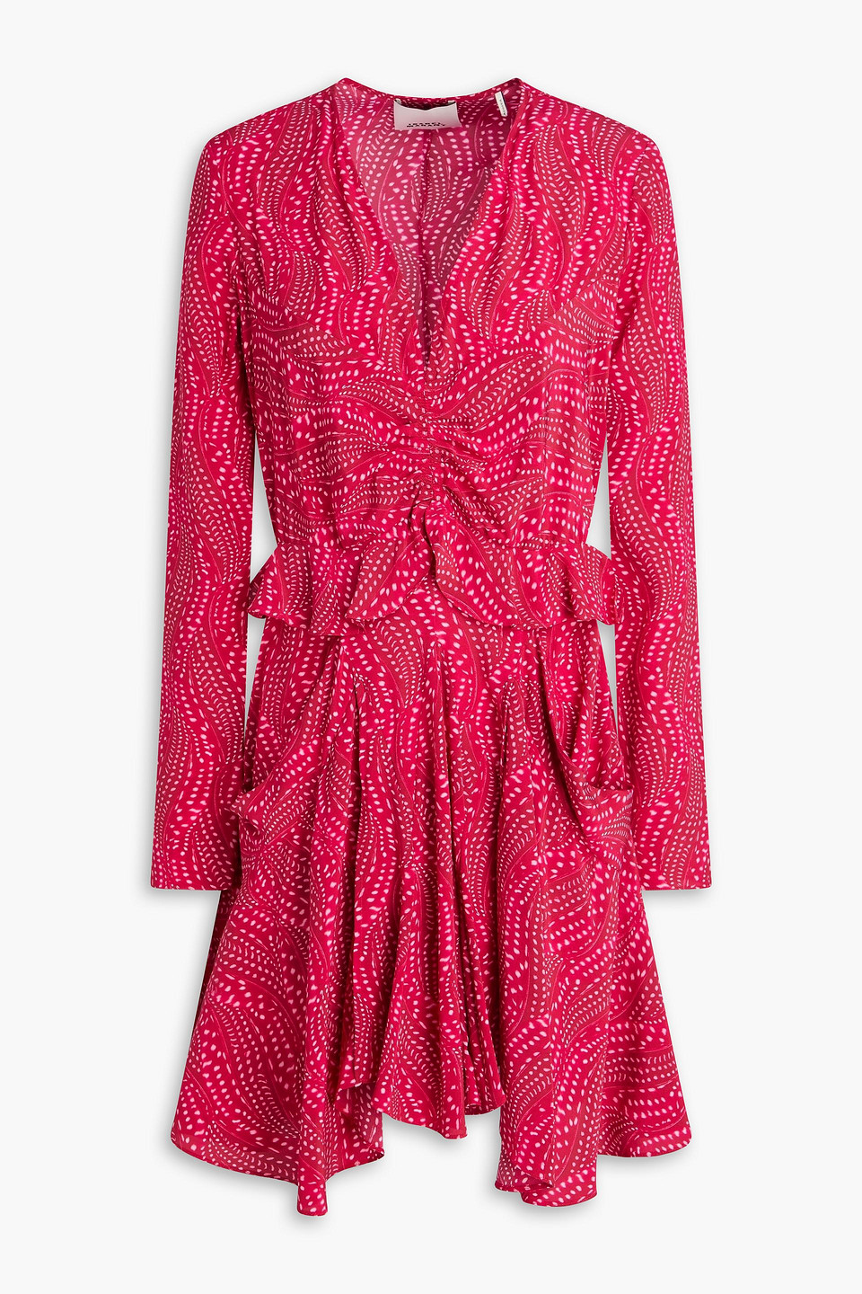 Usmara ruffled printed stretch-silk mini dress - Burgundy - FR 36