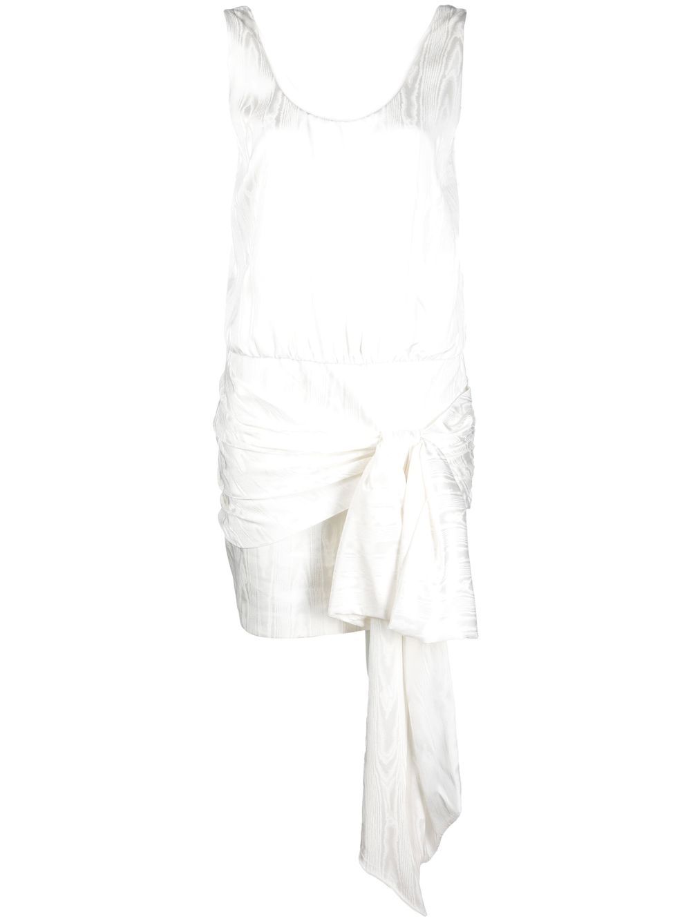 Asymmetric tie-front mini dress - White