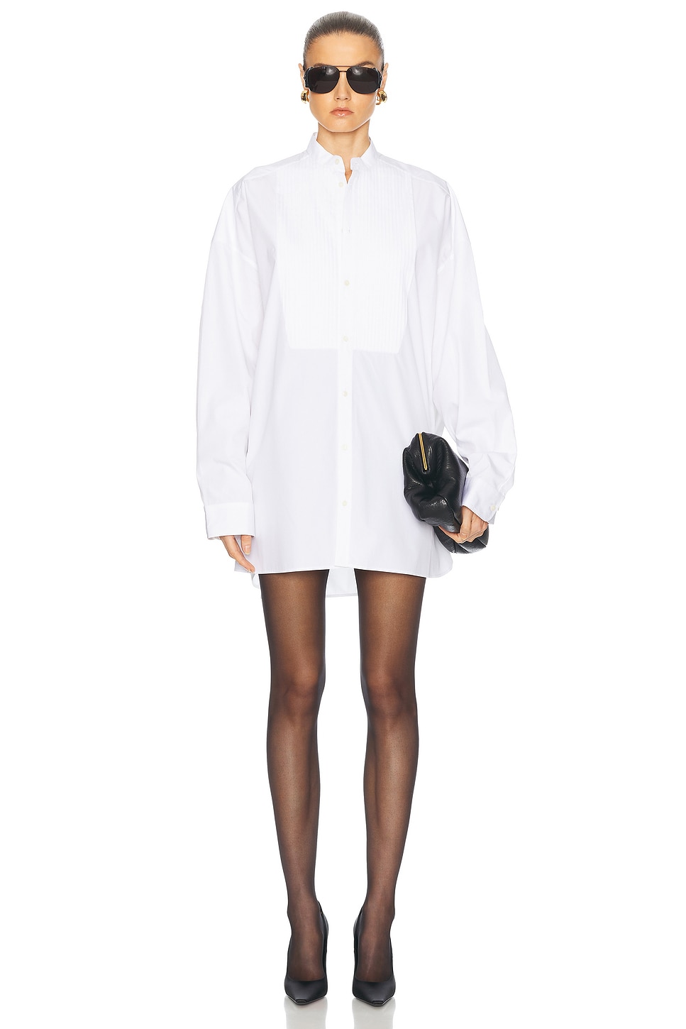 WARDROBE.NYC Tuxedo Mini Shirt Dress in White - White.  XXS also in M