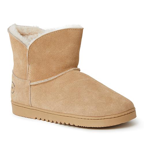 Women's Paige Genuine Suede Bootie Slipper - Tan