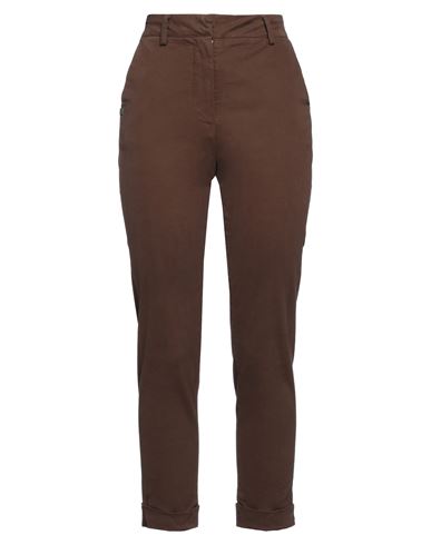 Woman Pants Brown Size 10 Cotton, Elastane