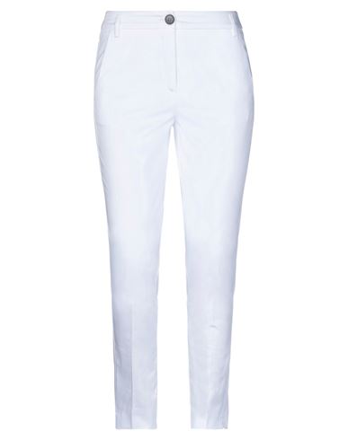 Woman Pants White Size 8 Cotton, Elastane