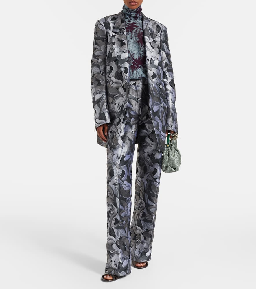 Jacquard high-rise wool straight pants