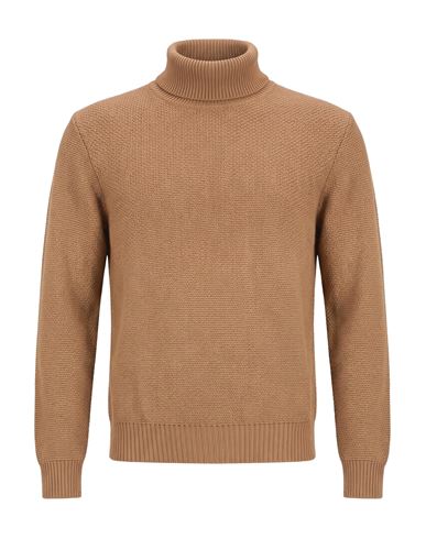 Man Turtleneck Camel Size L Virgin Wool