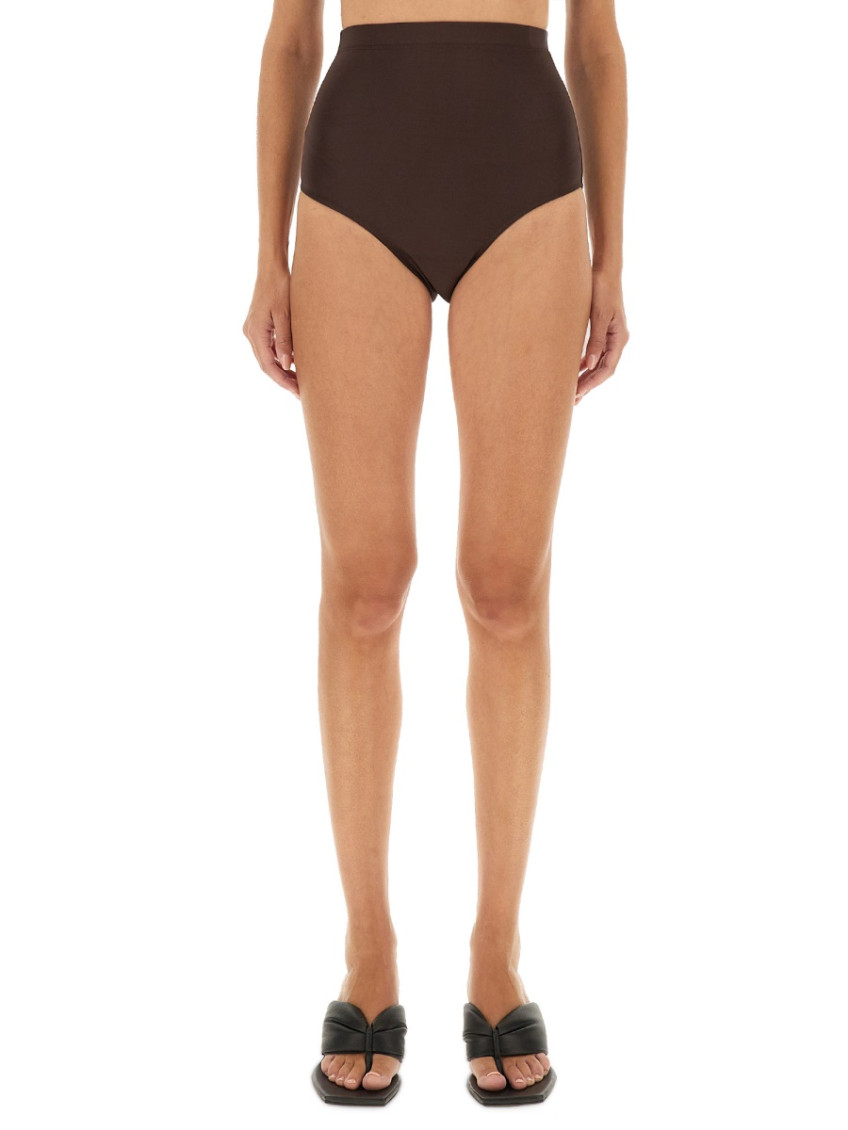 Brown Solid Bikini Bottom Swimwear