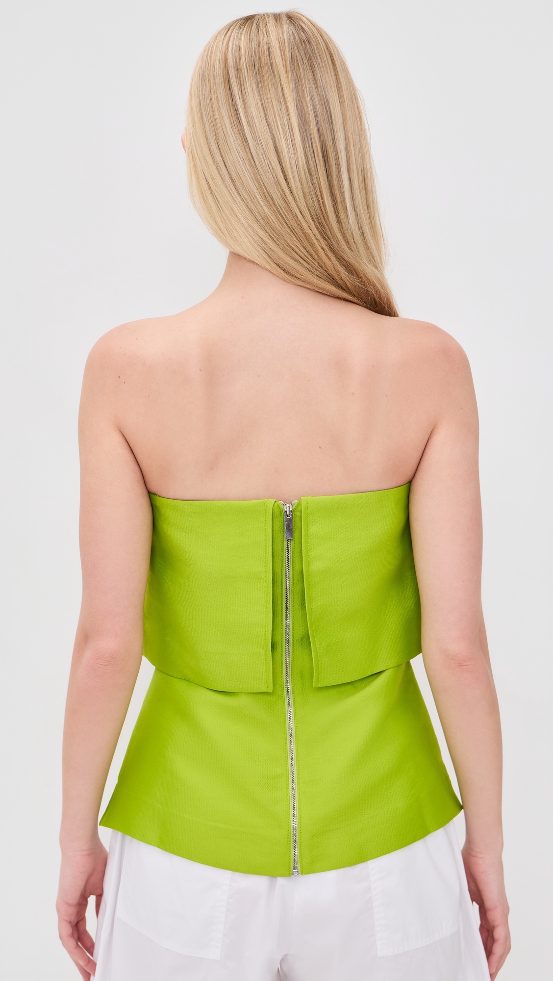 Felix Satin Strapless Top Lime