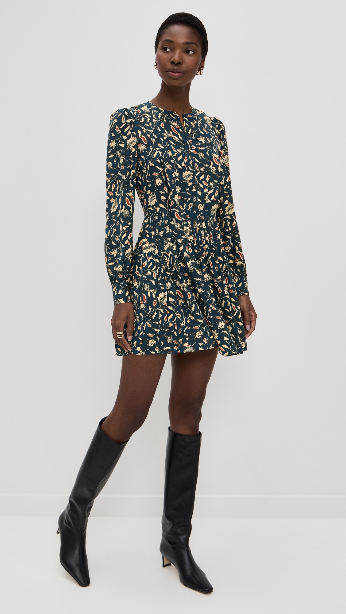 Arabella Silk Mini Dress Midnight Garden