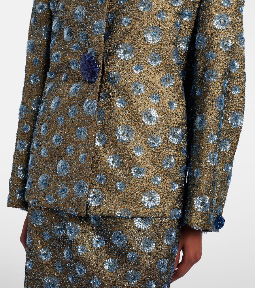 Floral sequined oversized jacket