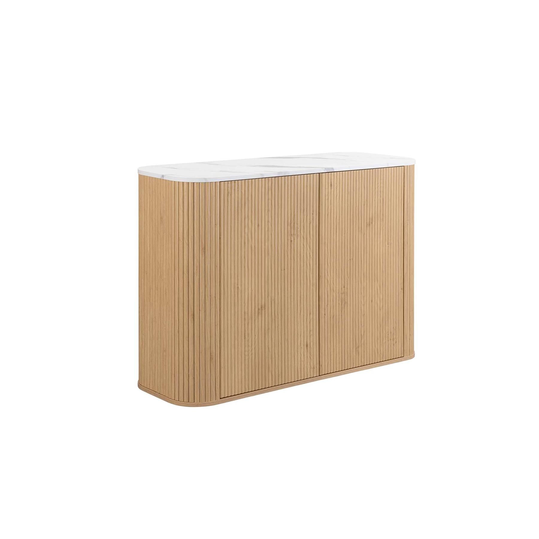 Birlea Unisex Kagu 2 Door Sideboard Fluted Ribbed Oak & Marble effect in Light Oak