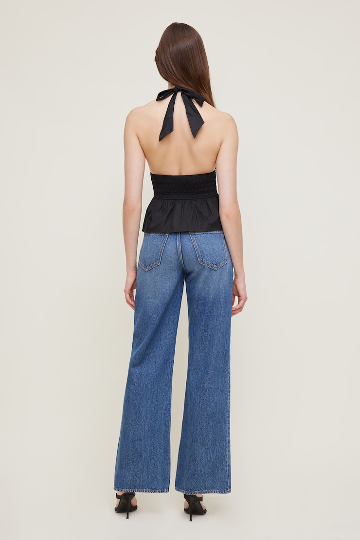 Gemma Poplin Halter Top - Black - Women Clothing