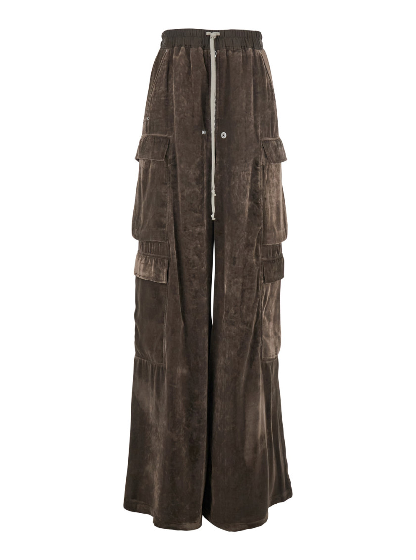 Cargo Belas Brown Cargo Pants With Drawstring Waist And Cargo Pockets In Velvet Woman