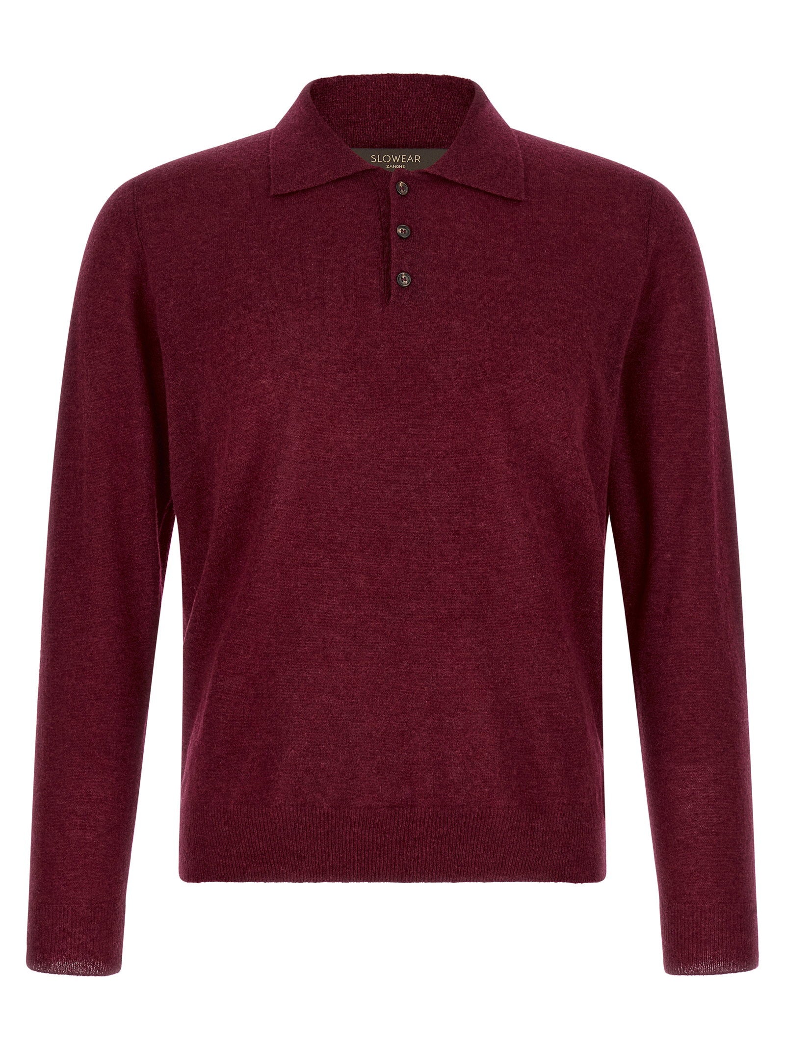 Cashmere Knit Polo Shirt — Burgundy