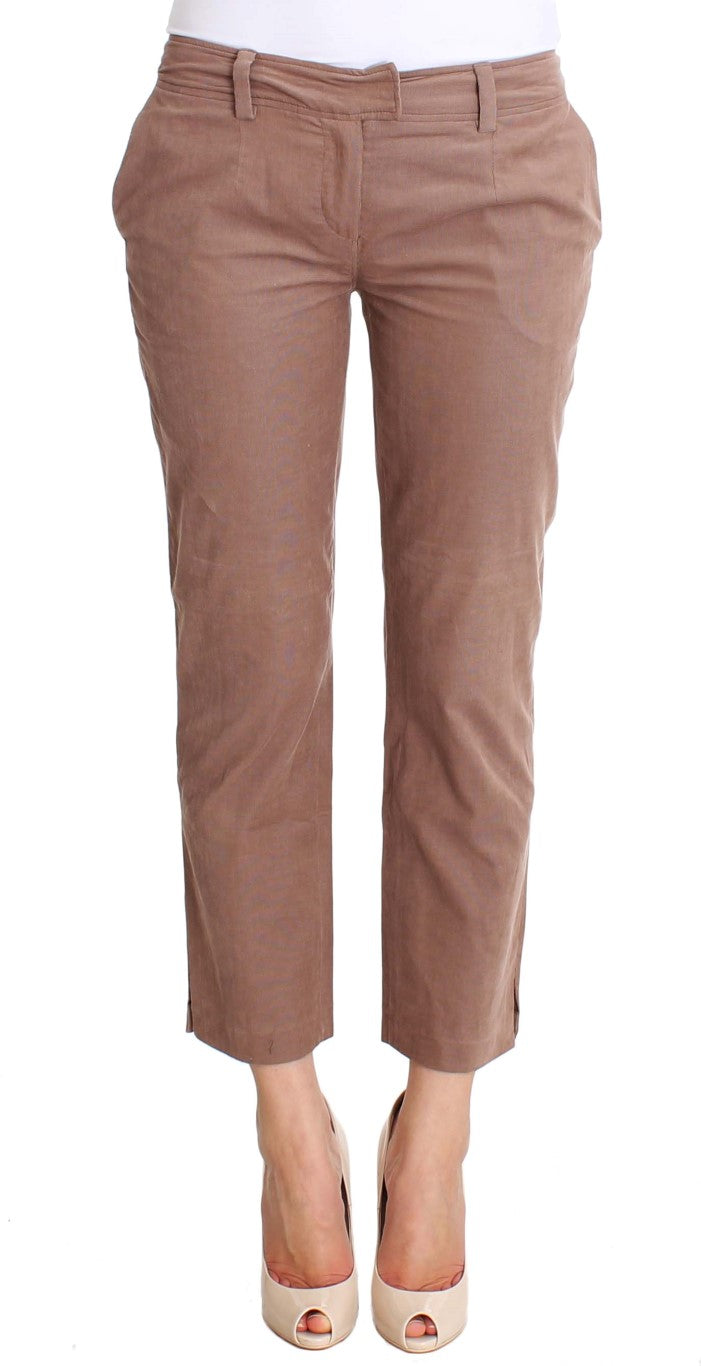Cropped Corduroy Trousers — Brown